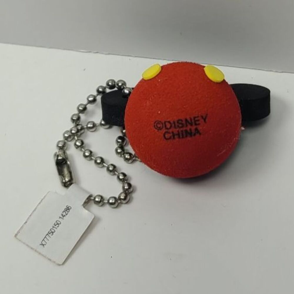 Disney Mickey Mouse Ears Keychain KeyRing Red Foam Ball with Tag 1" - Picture 2 of 2